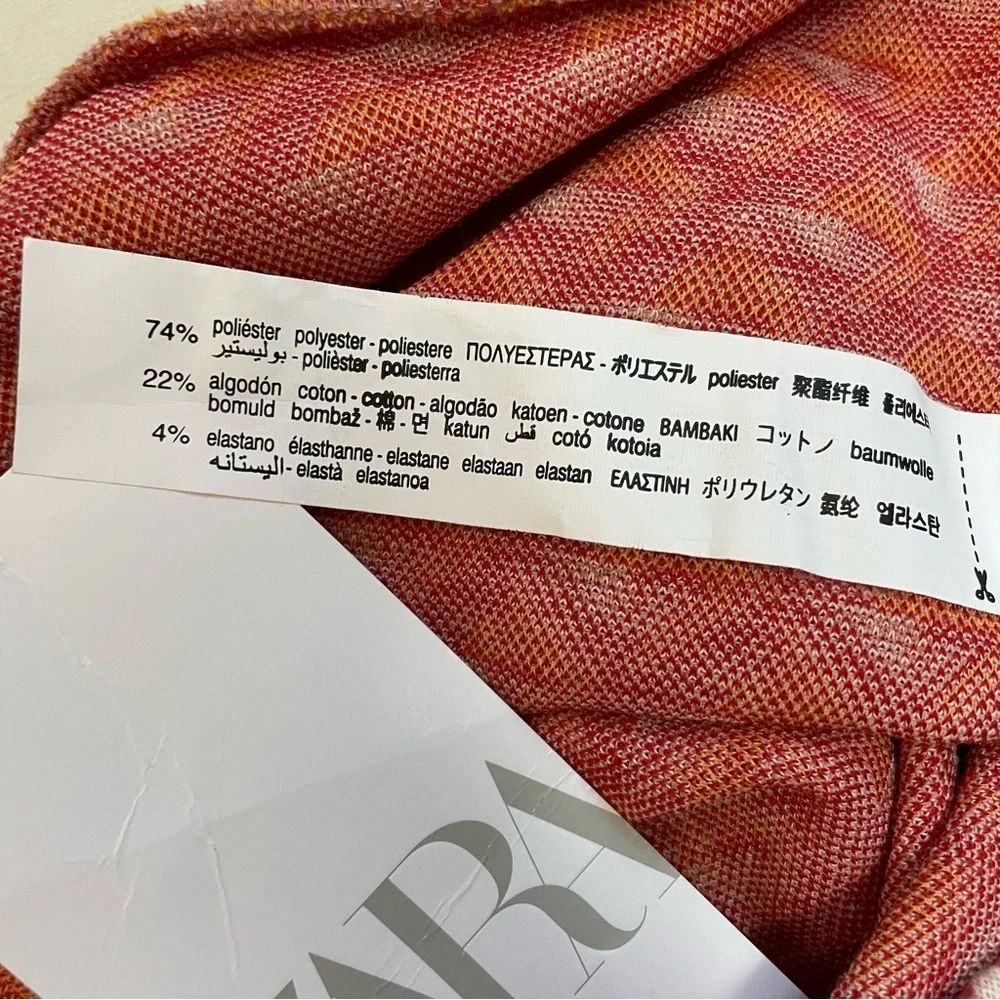 NWT New ZARA Jacquard Knit Geometric Print Pull On Flare Orange Pants Size S
